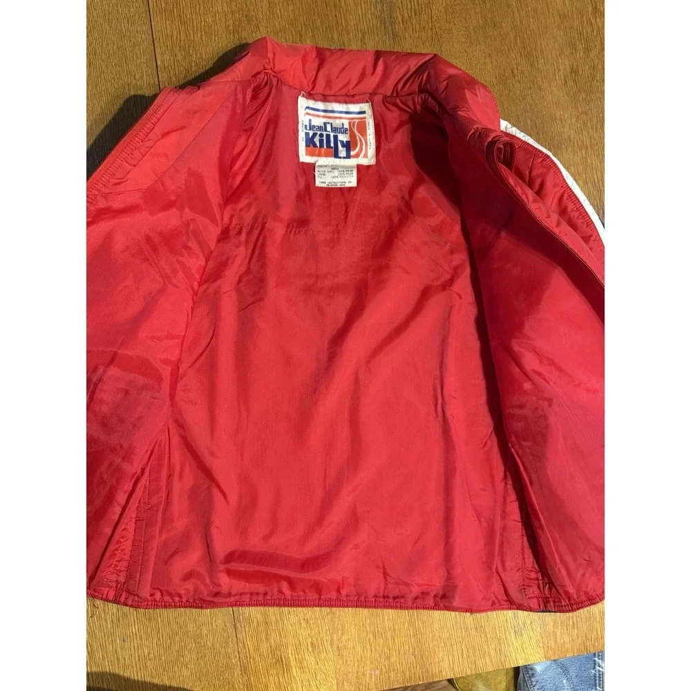 Vintage 80's Jean Claude Killy Red White Striped Nylon Ski Winter Jacket Mens 40